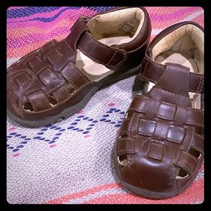Brown leather sandals size 7XW by Stride Rite.